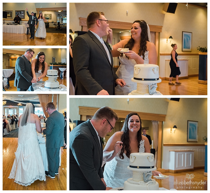 A bride and groom cut their wedding cake in Buffalo, NY