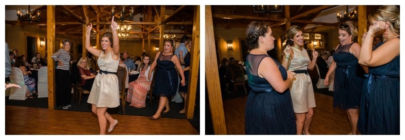 A bride having fun in her reception dress at the wedding 